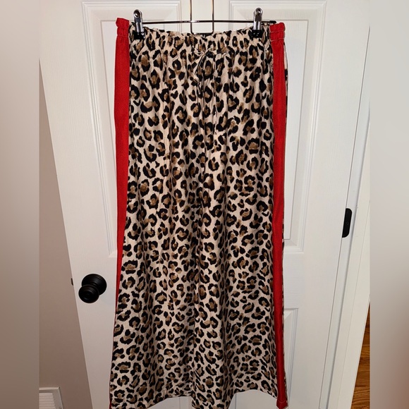 Leopard Print Women’s Pants with Red Accents - Picture 1 of 4